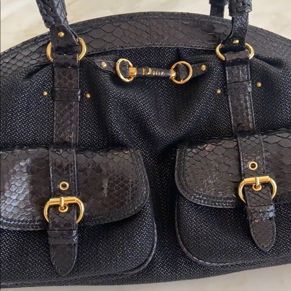 Dior Detective Python Skin Leather and Canvas Tote - Picture 2 of 8